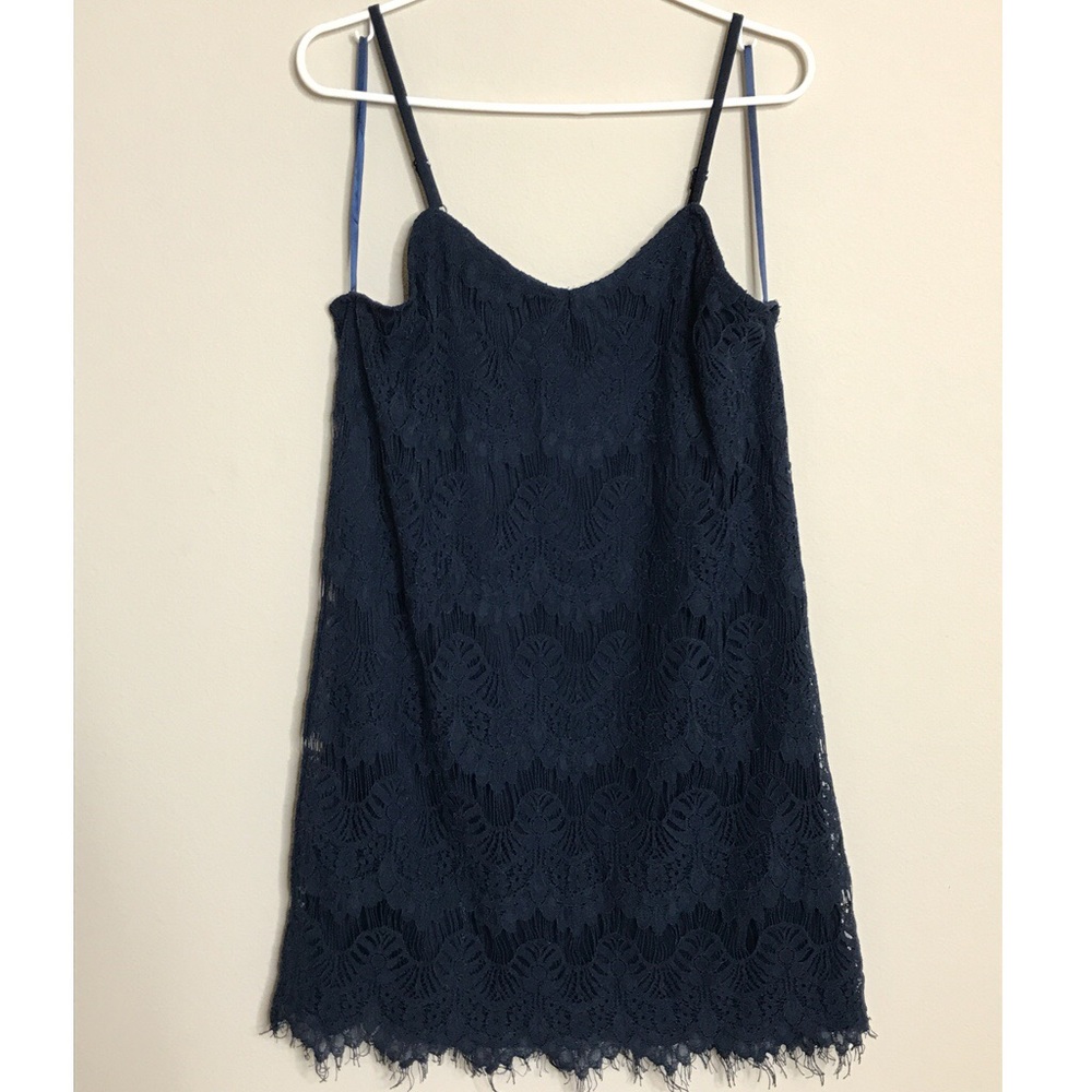 Love, Fire slip lace navy dress